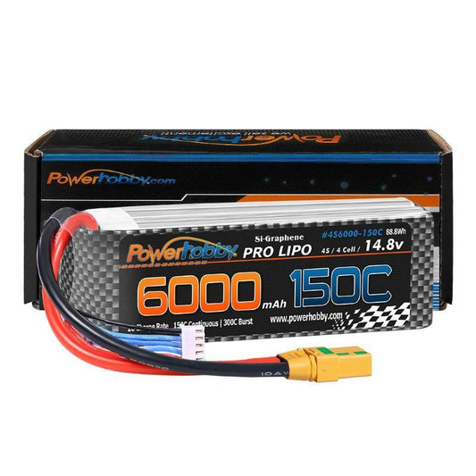 Powerhobby XTREME 4S 14.8V 6000mah 150c-300C Lipo Battery W XT90 4-Cell
