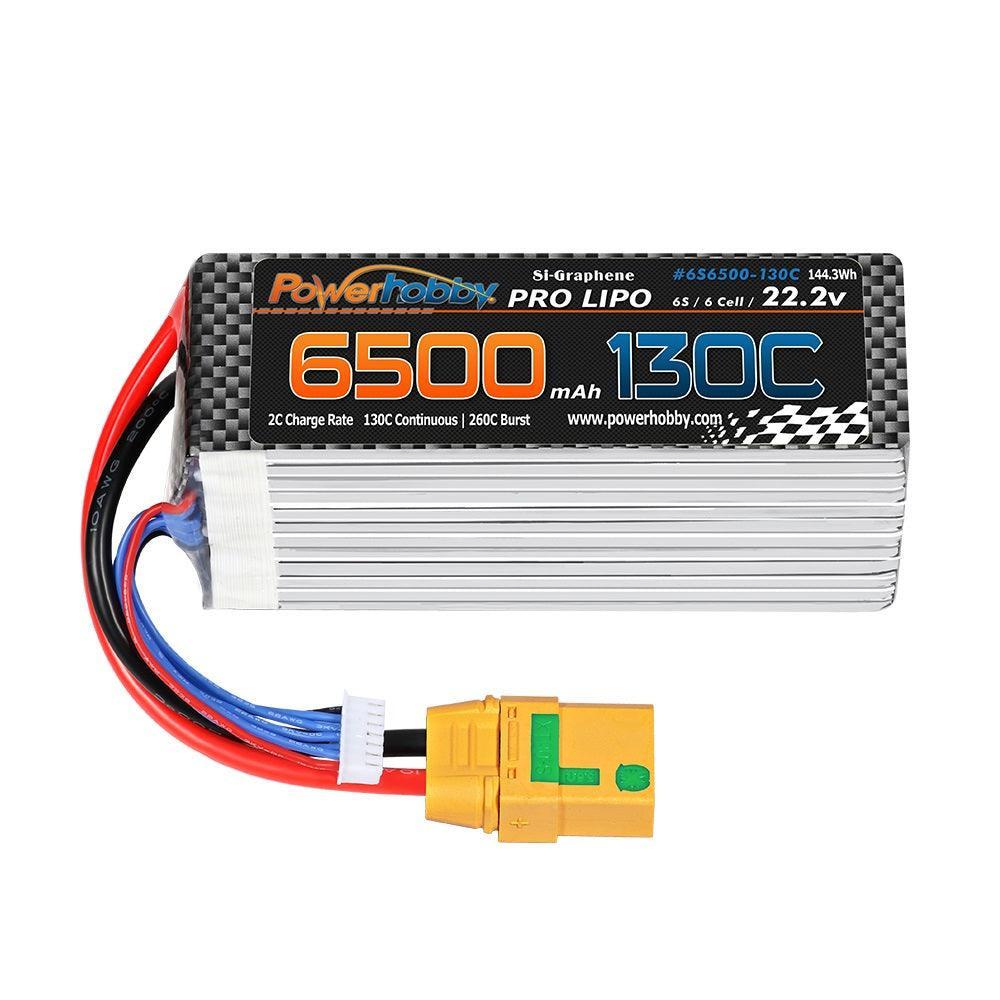 Powerhobby 6S 22.2V 6500mah 130C GRAPHENE Lipo Battery w XT90 Plug
