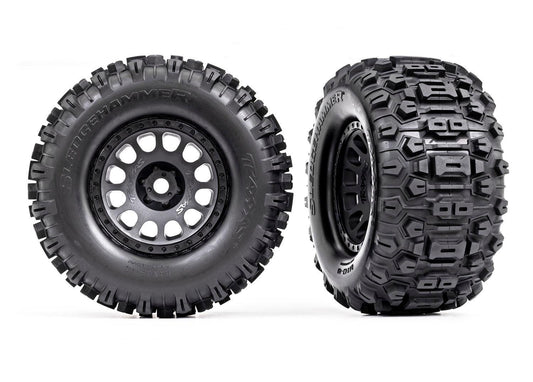 Traxxas 7876 XRT Matte Black Wheels w/ Sledgehammer Tires (2)