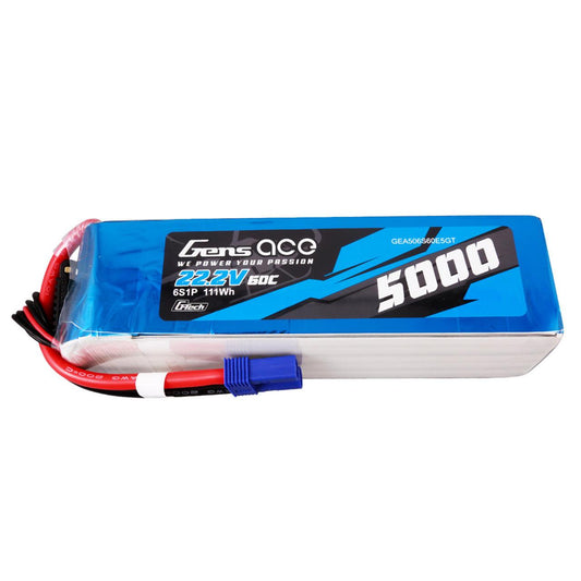 Gens ace 5000mah 6S 60C 22.2V G-tech Lipo Battery Pack with EC5 Plug