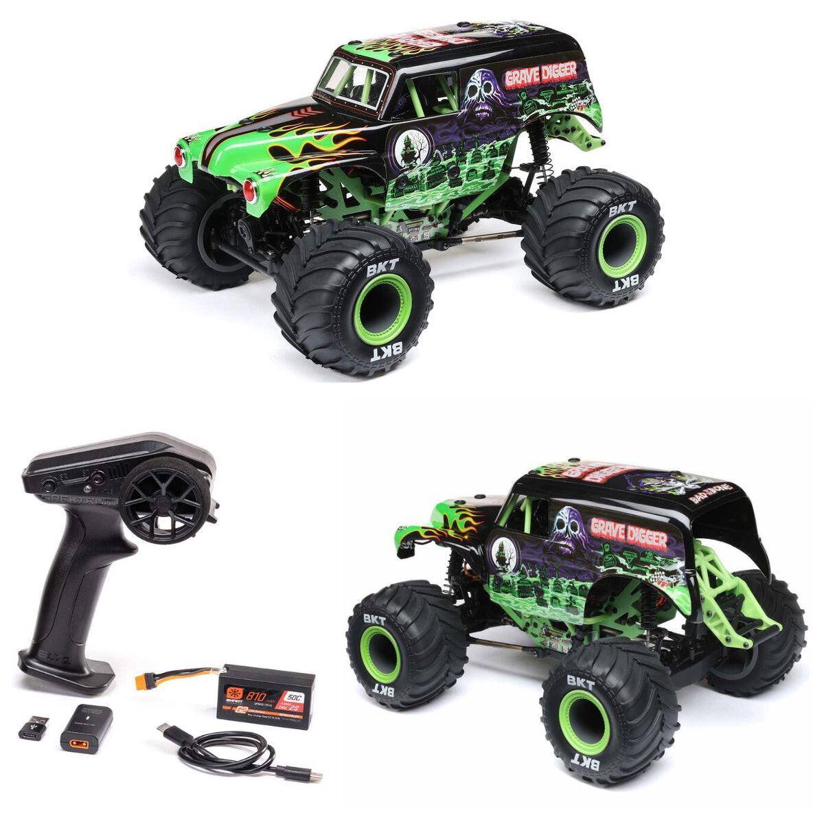 Losi (LOS01026T1) 1/18 Mini LMT 4X4 Brushed Monster Truck RTR Grave Digger GREEN