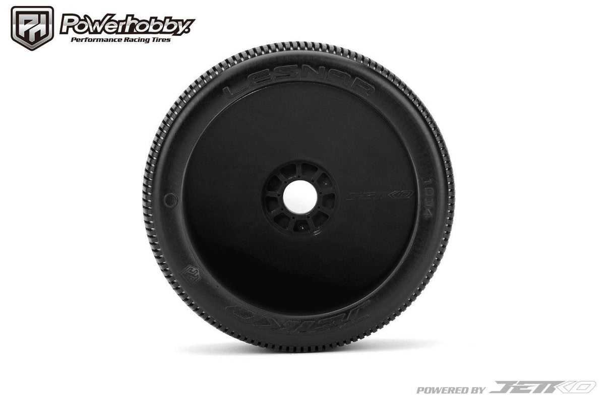 Powerhobby Lesnar 1/8 Buggy Mounted Tires Black Dish Wheels (2) Medium Soft