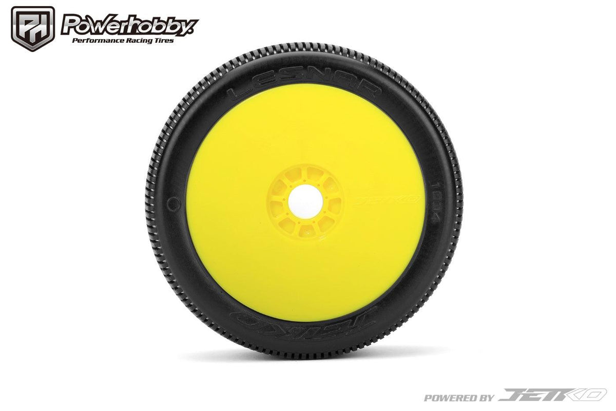 Powerhobby Lesnar 1/8 Buggy Mounted Tires Yellow Dish Wheels (2) Super Soft