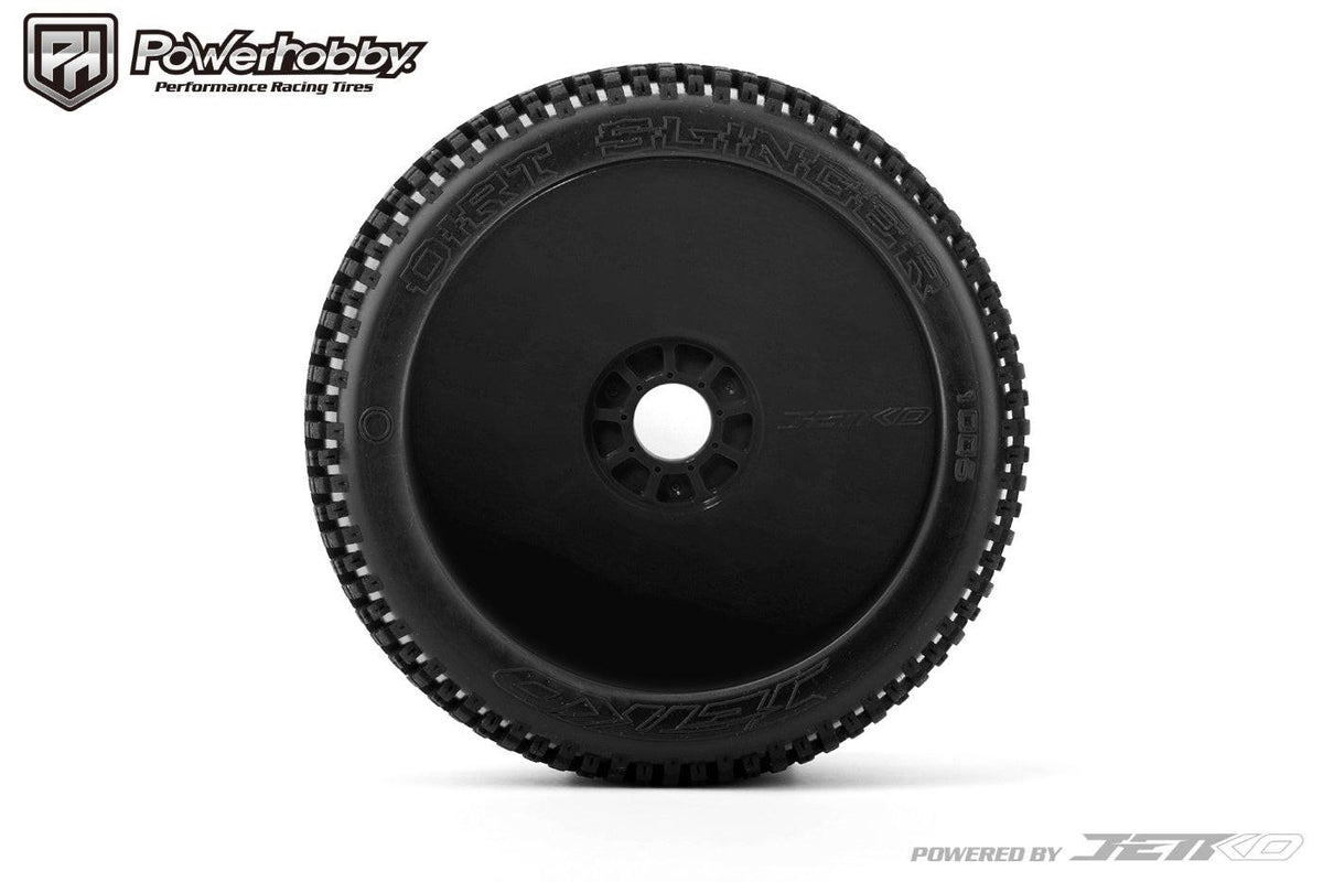 Powerhobby Dirt Slinger 1/8 Buggy Mounted Tires Black Dish Wheels (2) Super Soft