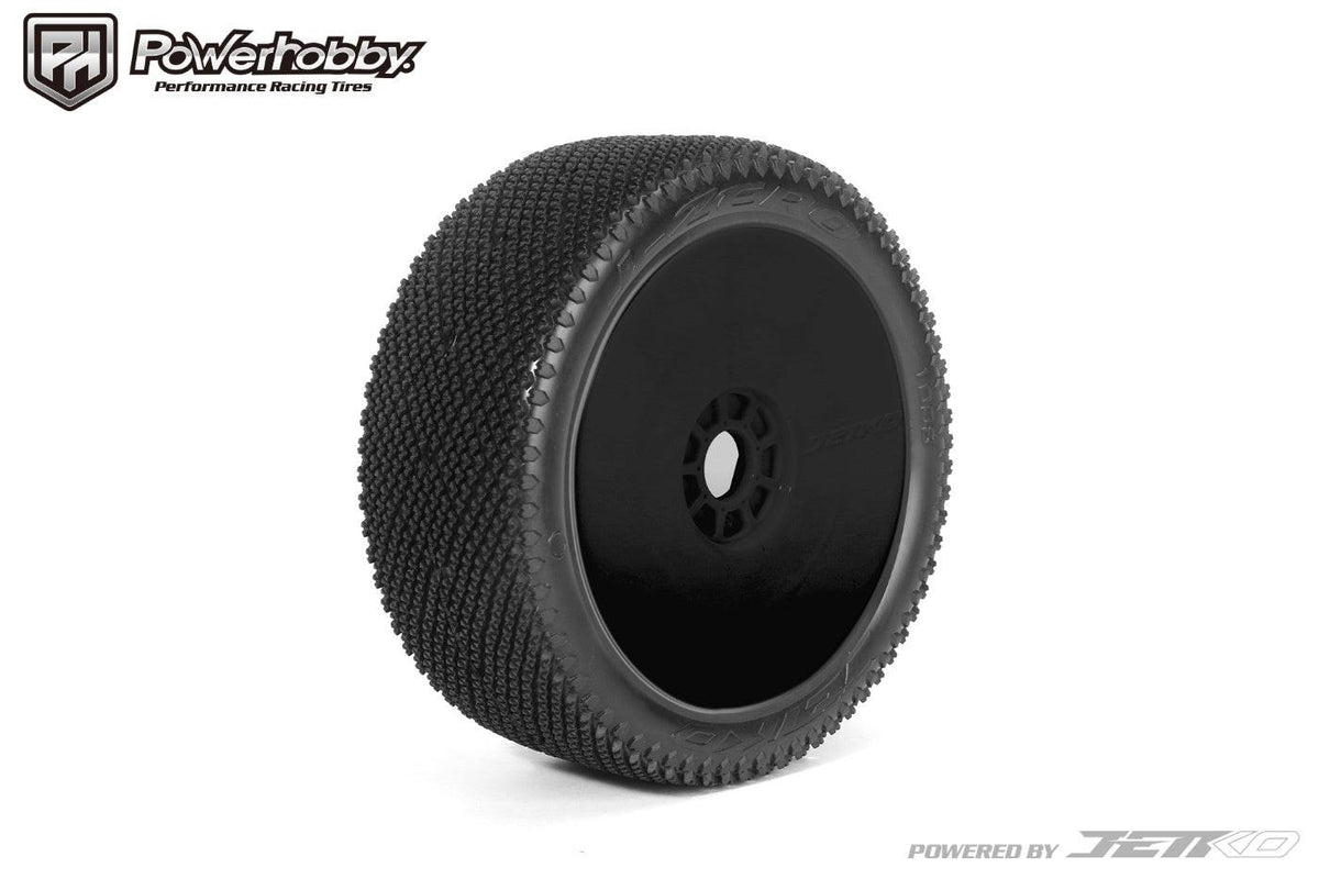 Powerhobby J-Zero 1/8 Buggy Mounted Tires Black Dish Wheels (2) Super Soft
