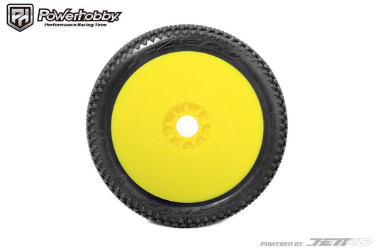 Powerhobby J-Zero 1/8 Buggy Tires Yellow Dish Wheels (2) Ultra Soft Unglued