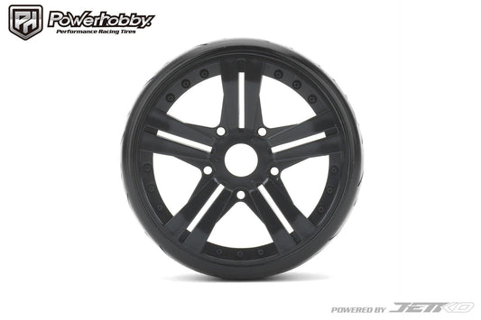 Powerhobby 1/8 GT Vertex Belted Mounted Tires 17mm Super Soft Compound Claw Wheels