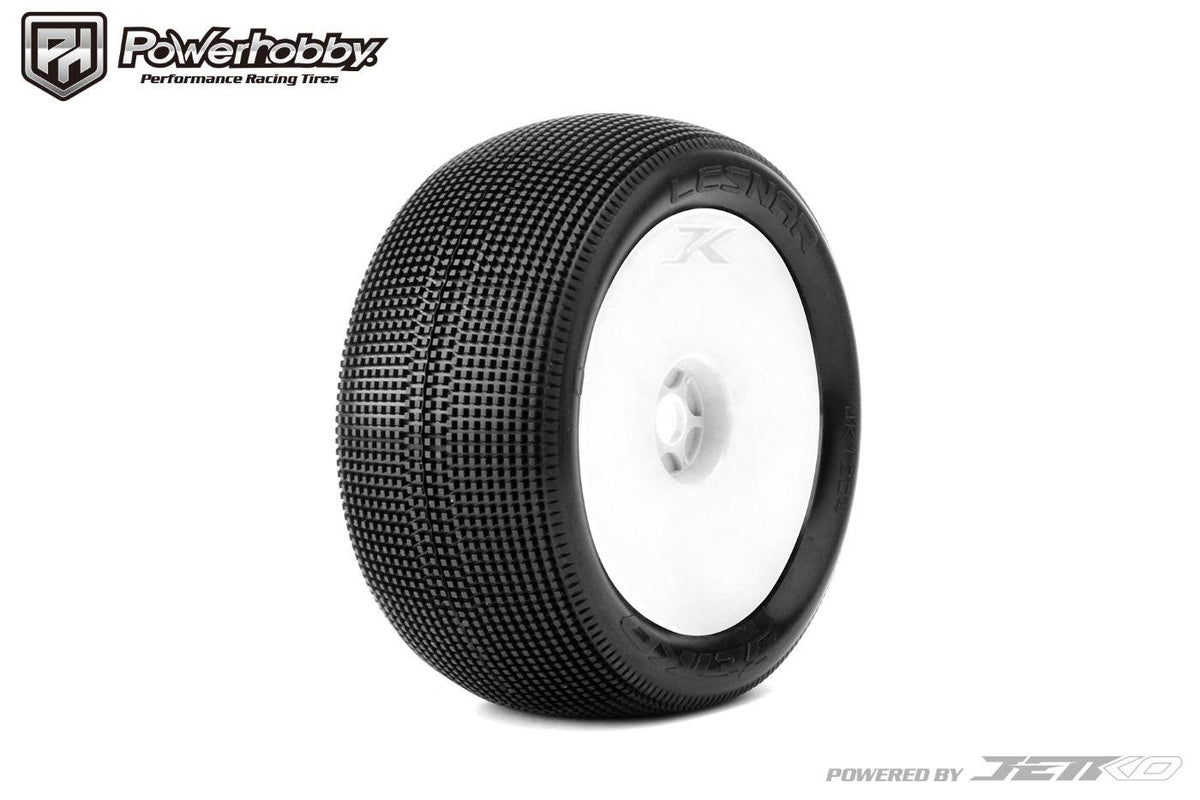 Powerhobby Lesnar 1/8 Truggy Mounted Tires White Dish Wheels (2) Medium Soft