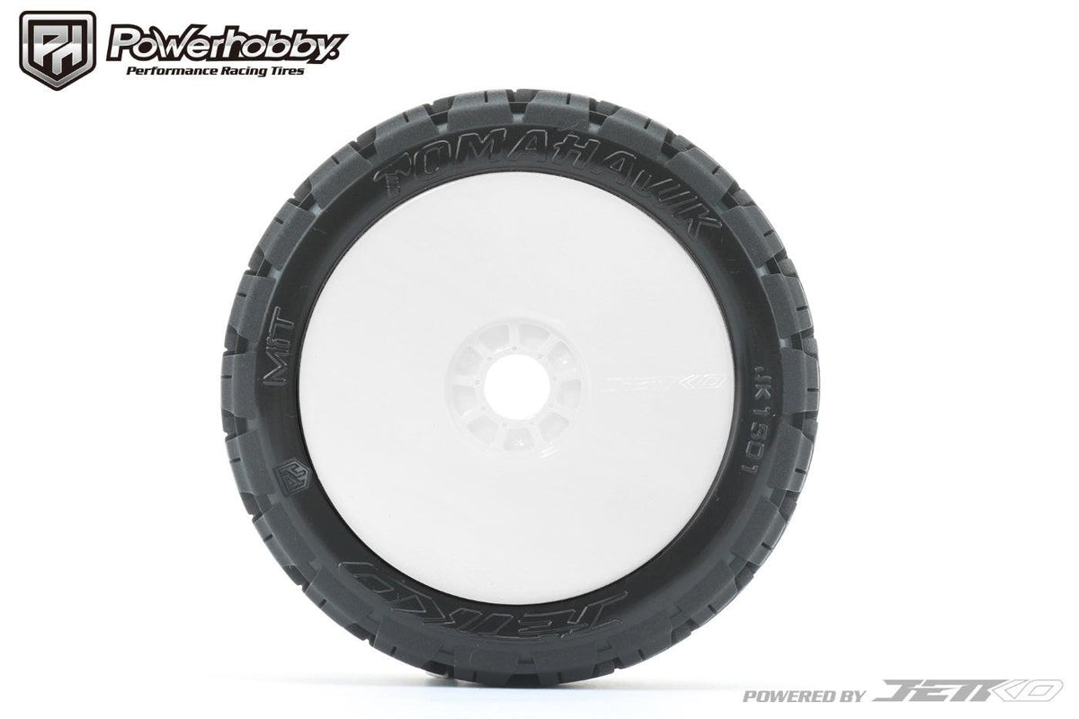 Powerhobby 1/8 Buggy King Cobra BELTED Tires Mounted 17MM Dish White Wheels
