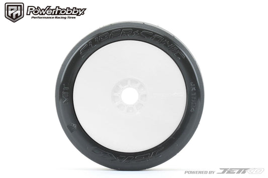 Powerhobby 1/8 Buggy Super Sonic BELTED Tires Mounted on White Dish Wheels