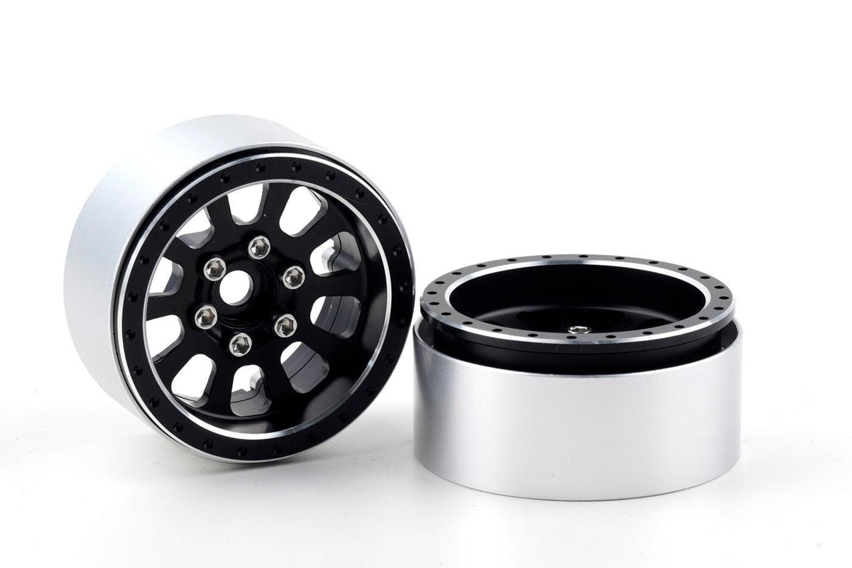 Powerhobby B7 Aluminum 1.9 Beadlock Wheels 9mm Hubs Black (4) 1/10 Rock Crawler