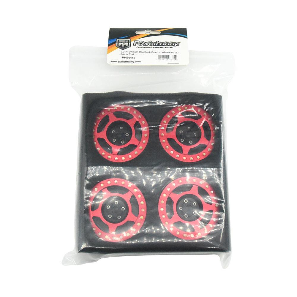 Powerhobby Aluminum 2.2" Beadlock Wheels Red (4) 1/10 Rock Crawler