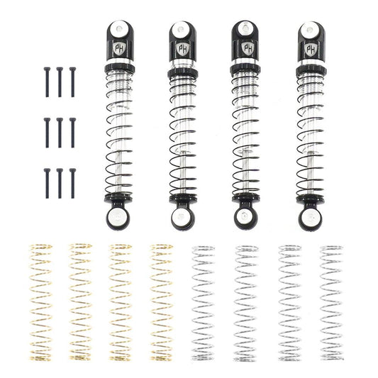 Powerhobby 43mm Aluminum Shocks Threaded (4) Axial 1/24 SCX24 Black