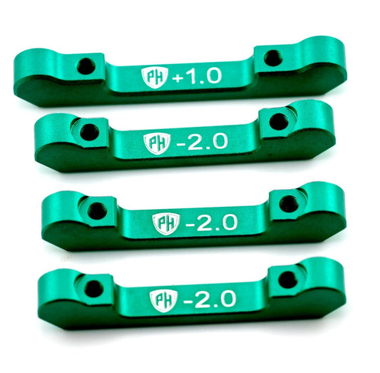 Powerhobby Aluminum Suspension Mount Set (+1.0/-2.0) Green MST RMX 2.5