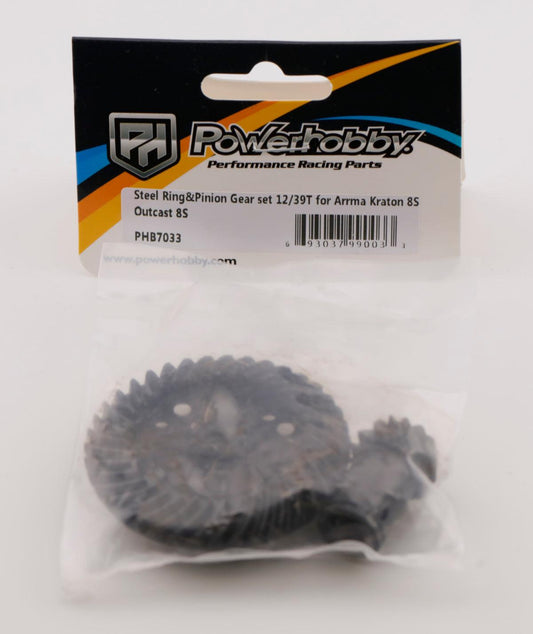 Powerhobby HD Steel Ring & Pinion Gear 12/39T Arrma Kraton / Outcast 8S