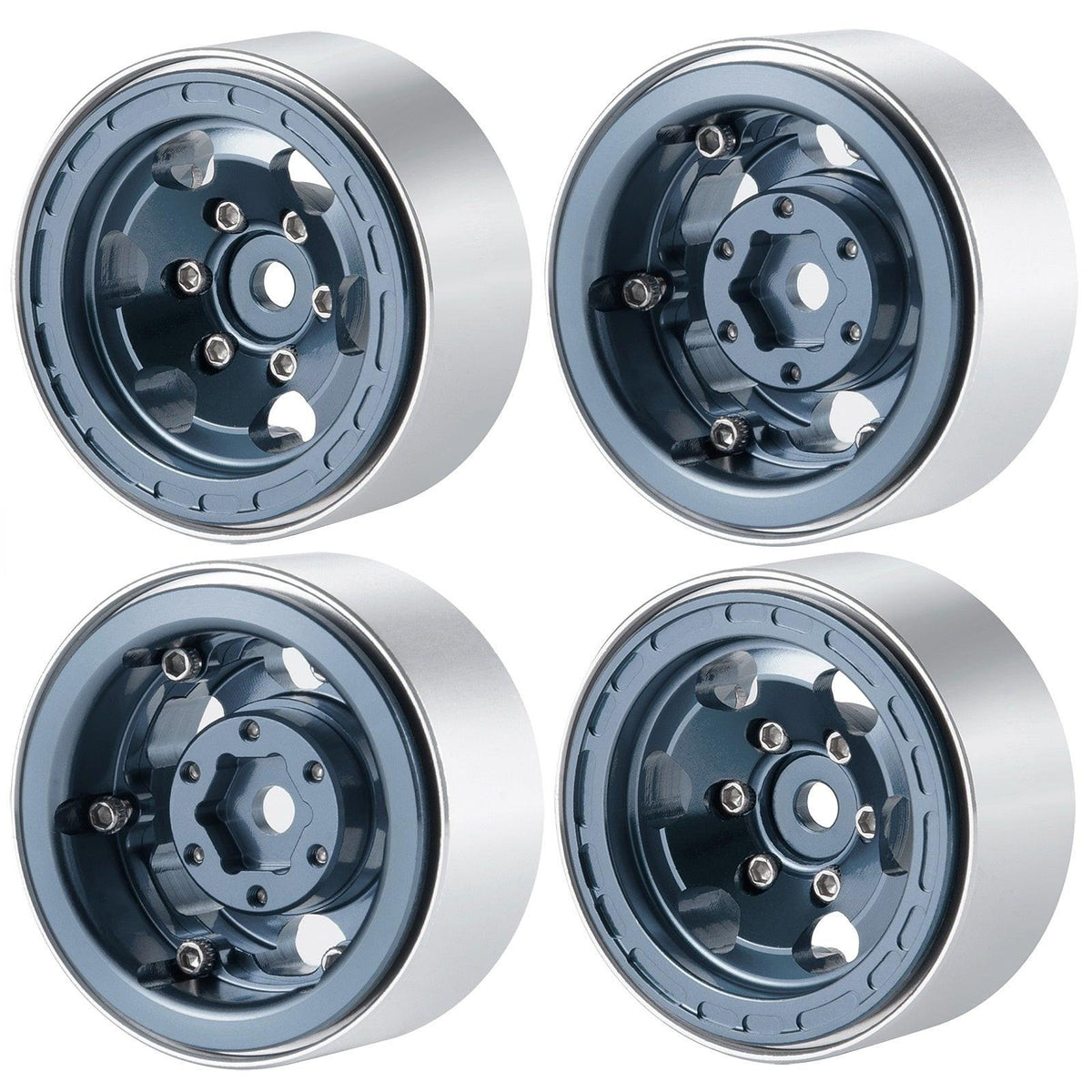 Powerhobby 1.0" Beadlock Wheels Grey (4) 1/24 Rock Crawler