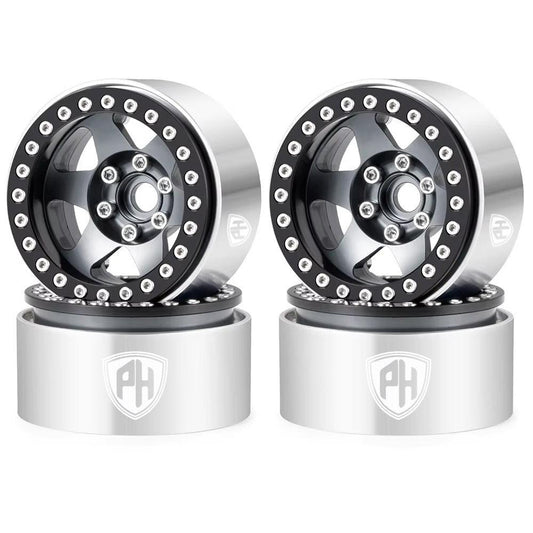 Powerhobby Aluminum 1.9" Grey Beadlock Wheels (4) 1/10 Rock Crawler