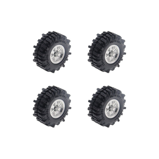 Powerhobby Axial SCX30 0.7" Aluminum Wheels / Tires (4) Silver Type B