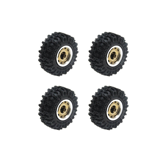Powerhobby Axial SCX30 0.7" Beadlock Aluminum Wheels / Tires (4) Gold Type A