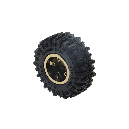 Powerhobby Axial SCX30 0.7" Beadlock Aluminum Wheels / Tires (4) Gold Type A
