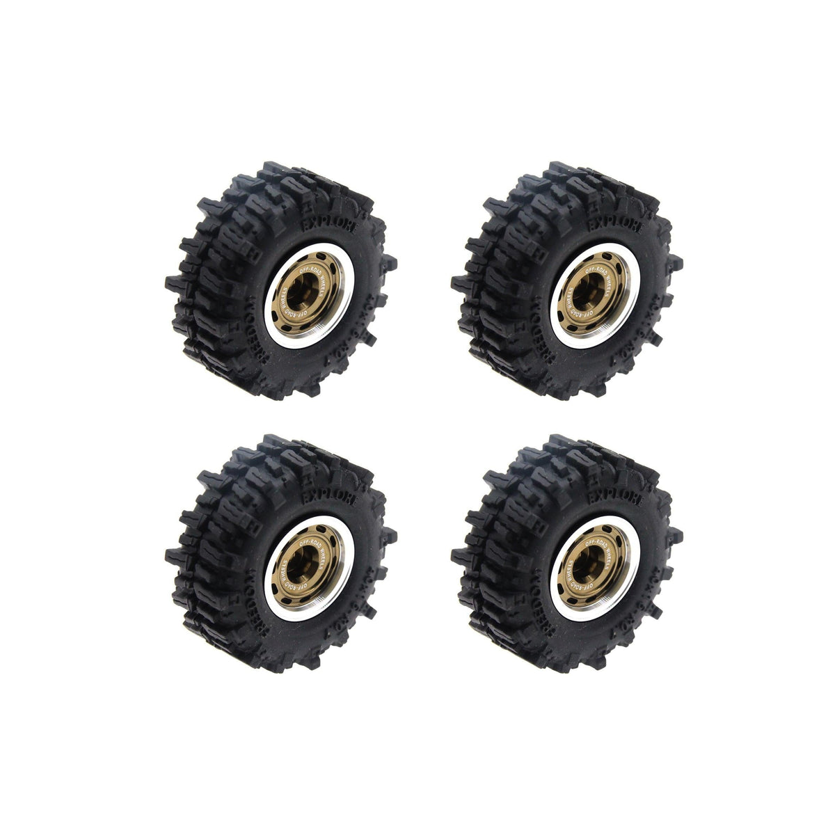 Powerhobby Axial SCX30 0.7" Beadlock Aluminum Wheels / Tires (4) Gold Type B