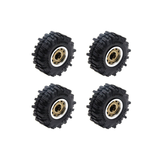 Powerhobby Axial SCX30 0.7" Beadlock Aluminum Wheels / Tires (4) Gold Type B