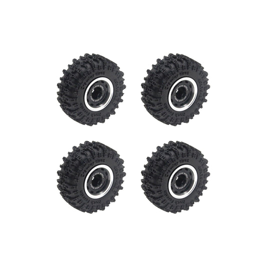 Powerhobby Axial SCX30 0.7" Beadlock Aluminum Wheels / Tires (4) Black Type A
