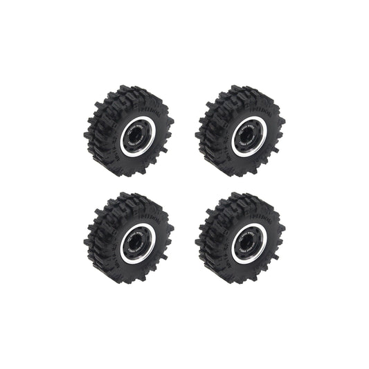 Powerhobby Axial SCX30 0.7" Beadlock Aluminum Wheels / Tires (4) Black Type B