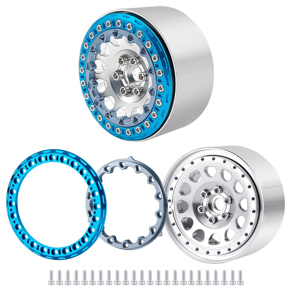 Powerhobby 2.2" Aluminum Wheels Blue / Silver (4) 1/10 Rock Crawler