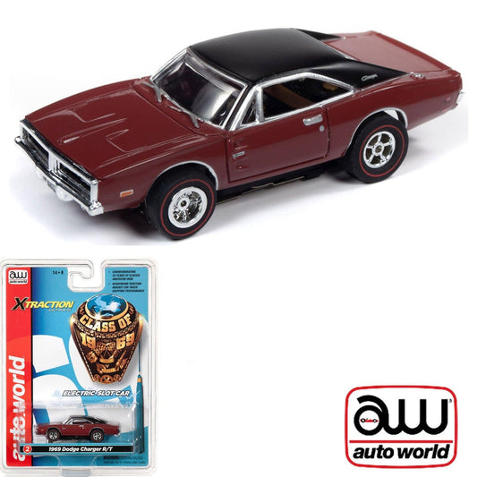 Auto World 1969 Dodge Charger R/T Maroon R27 HO Slot Car SC343 fits AFX