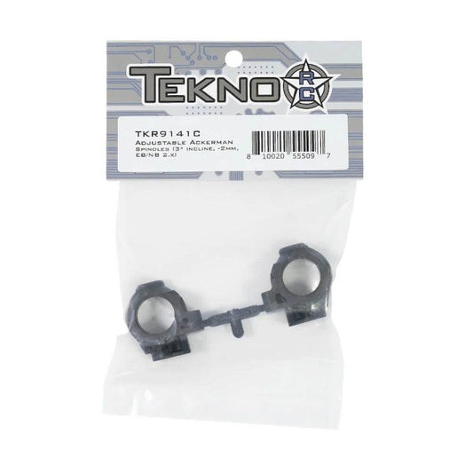 Tekno RC 9141C Adjustable Ackerman Spindles (3° incline, -2mm axle, EB/NB 2.1+)