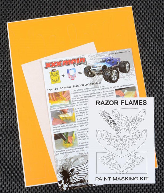 XXX Main 039L Razor Flames Paint Mask for RC Cars