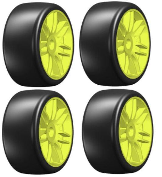 GRP GT T02 Slick S2 XSoft Mounted Belted Tires Spoked (4) 1/8 Buggy YELLOW