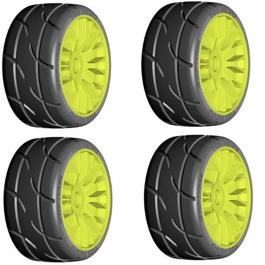 GRP GTY03-XM2 1/8 GT T03 REVO XM2 SuperSoft Mounted Tires (4) Yellow