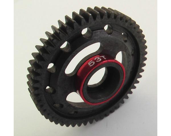 Hot Racing Steel Spur Gear, 53 Tooth, Red, for Traxxas 1/16 Scale