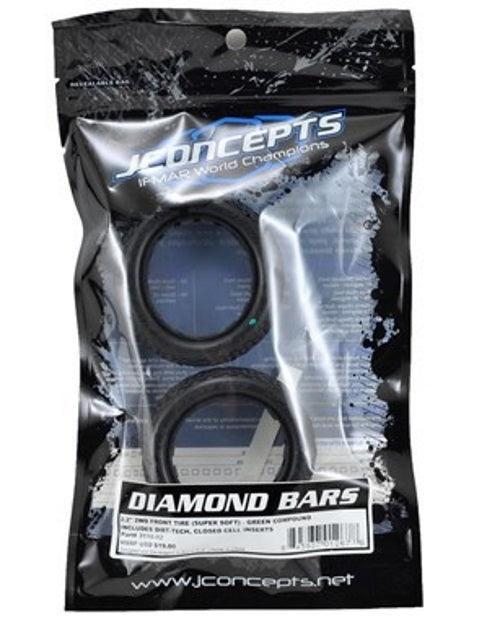 JConcepts 3116-02 Diamond Bars 2.2" 2WD Front Buggy Tire (2) (Green Compound)