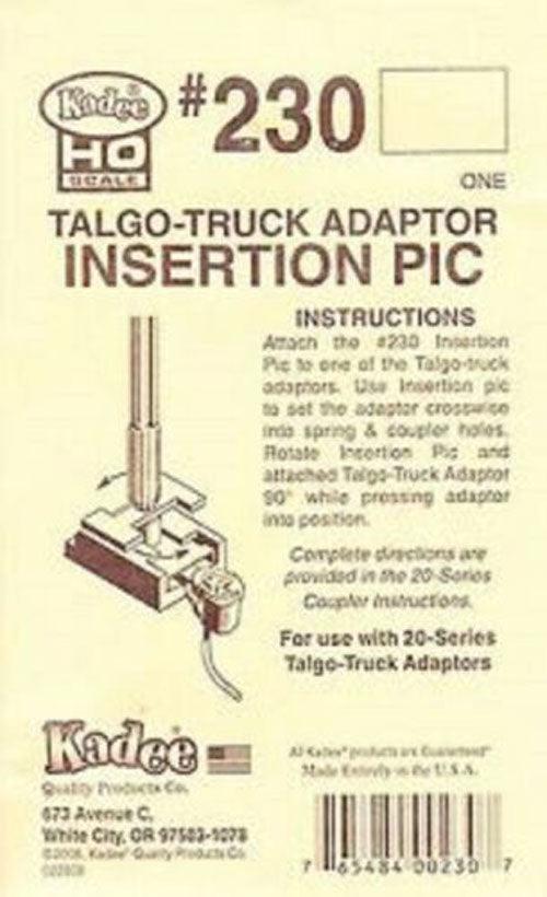Kadee #230 HO Scale Talgo Adaptor Insertion Pic