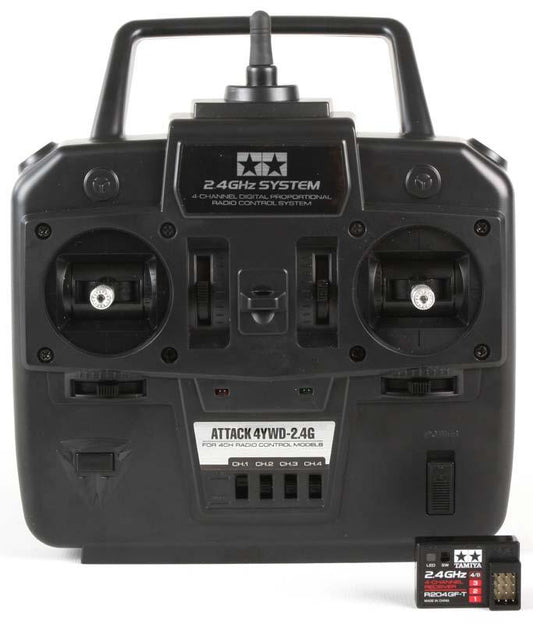 Tamiya 7255252 Attack 2.4 GHZ Radio System 4-Channel 4CH 1/16 Tanks 1/14 Trucks
