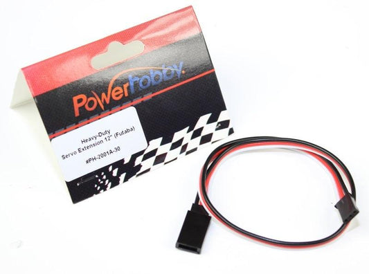 Powerhobby 12" Heavy Duty Servo Extension Wire Futaba Connector J 20AWG