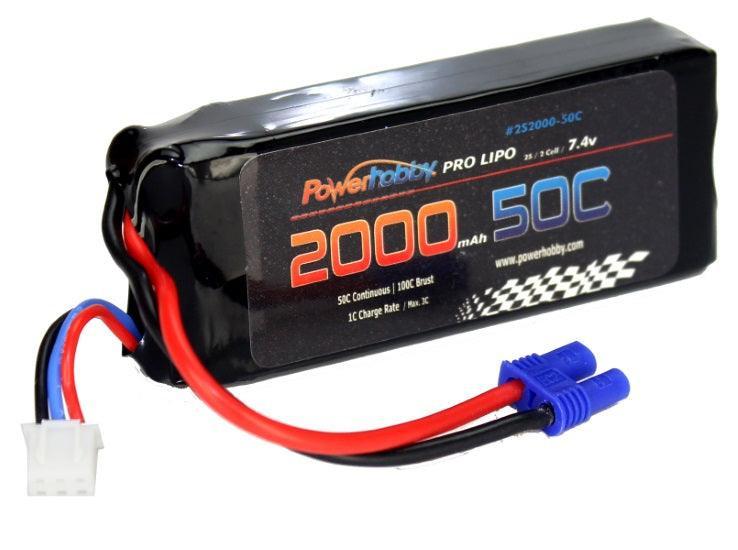 Powerhobby 2s 7.4V 2000mah 50c EC2 Lipo Battery