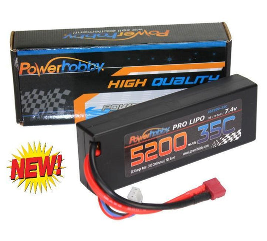 Powerhobby 2s 7.4v 5200mah 35c Lipo Battery w Deans Plug 2-Cell