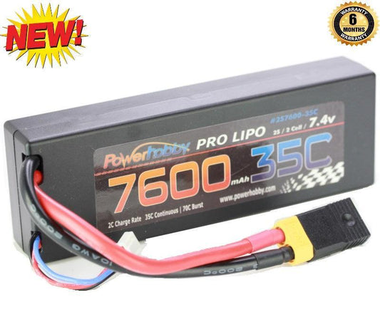 Powerhobby 2s 7.4v 7600mah 35c Lipo Battery w XT60 Plug + Adapter