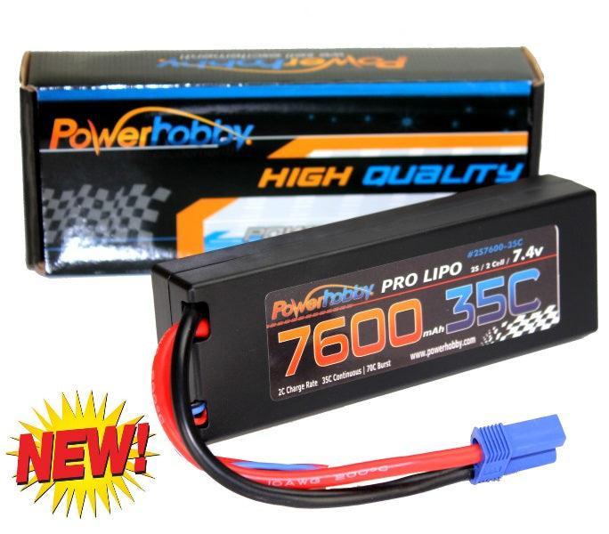 Powerhobby 2s 7.4v 7600mah 35c Lipo Battery w EC5 Plug 2-Cell