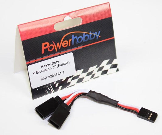 Powerhobby 3" Heavy Duty Y Servo Extension / Harness Futaba Connector