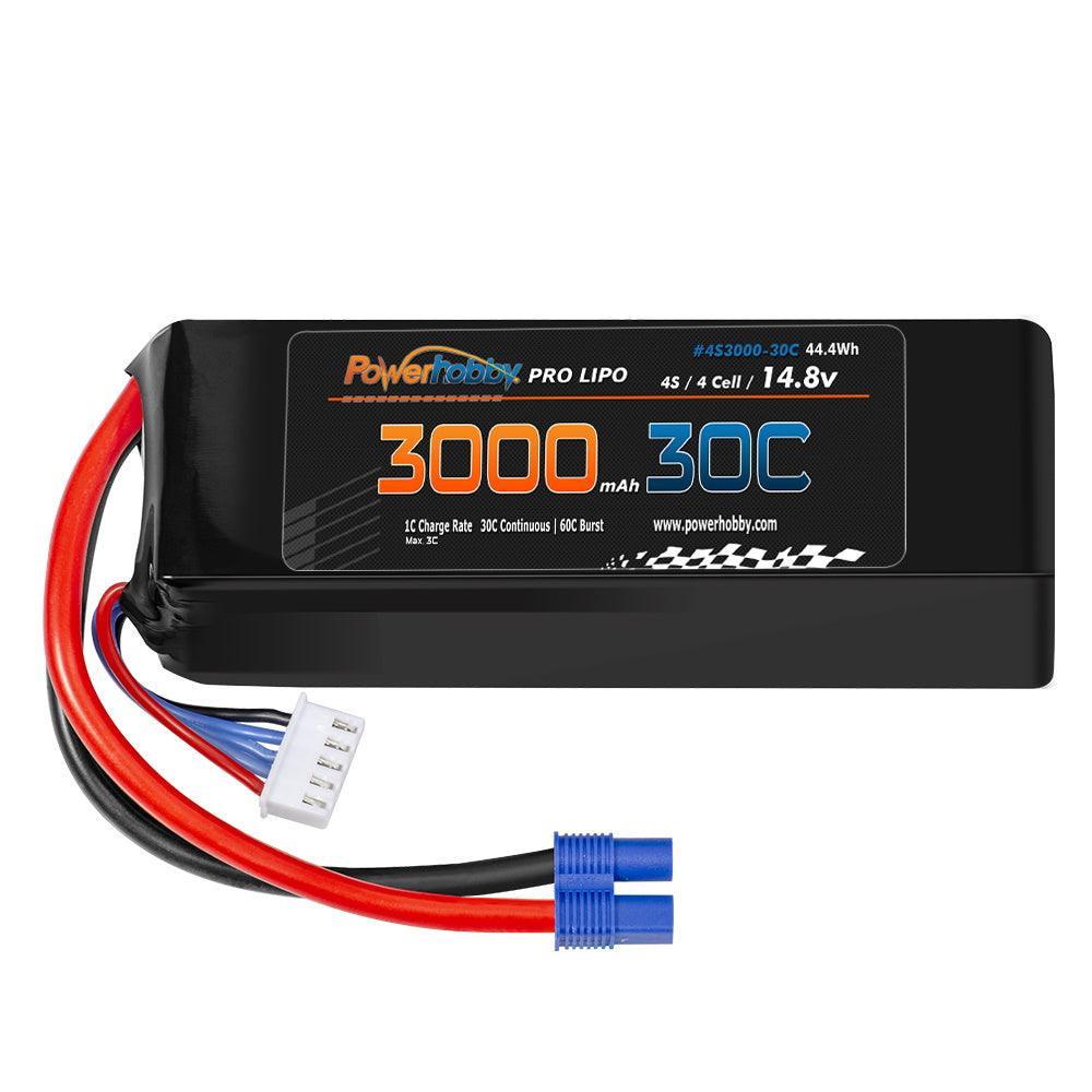 Powerhobby 4s 14.8v 3000mah 30C-60C Lipo Battery w EC3 Plug 4-Cell