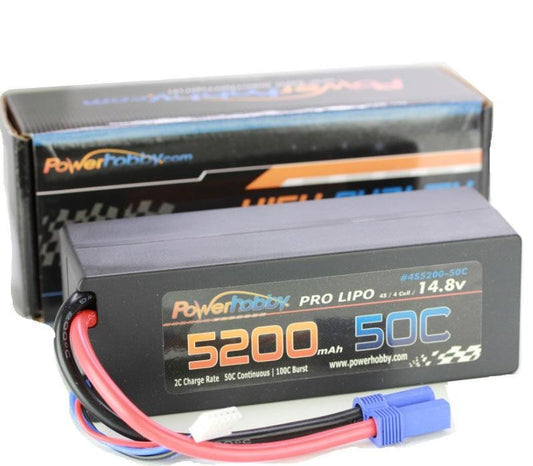Powerhobby 4S 14.8V 5200mAh 50C Lipo Battery Hard Case 4-Cell w EC5 Plug