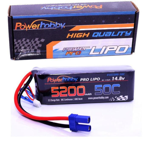 Powerhobby 4S 14.8V 5200mAh 50C Lipo Battery Soft Case 4-Cell w EC5 Plug