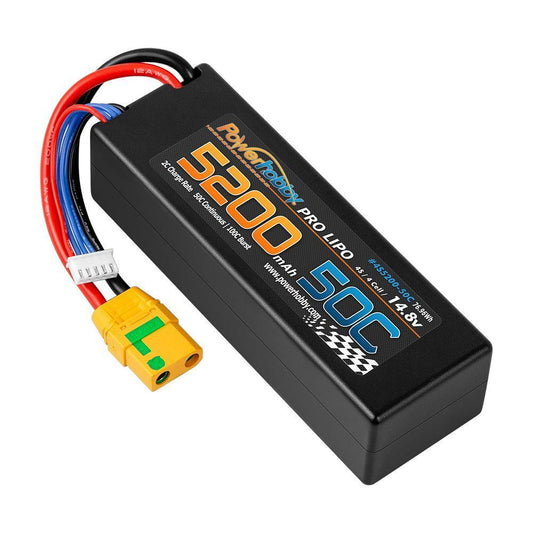 Powerhobby 4s 14.8v 5200mah 50c Lipo Battery w XT90 Plug Hard Case LCG