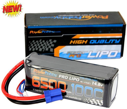 Powerhobby 4S 14.8V 6500mAh 100C Lipo Battery w EC5 Plug Soft Case 4-Cell