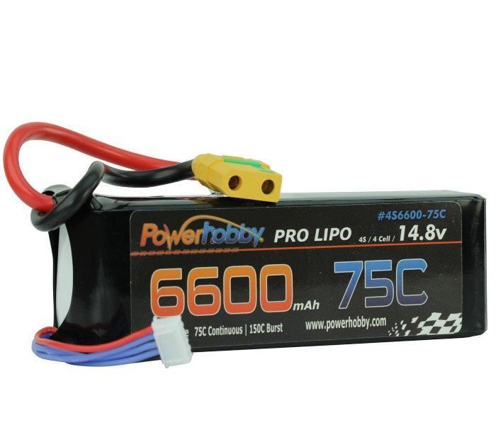 PowerHobby 4S 14.8V 6600mAh 75C-150C Lipo Battery Pack XT90 Plug 4-Cell